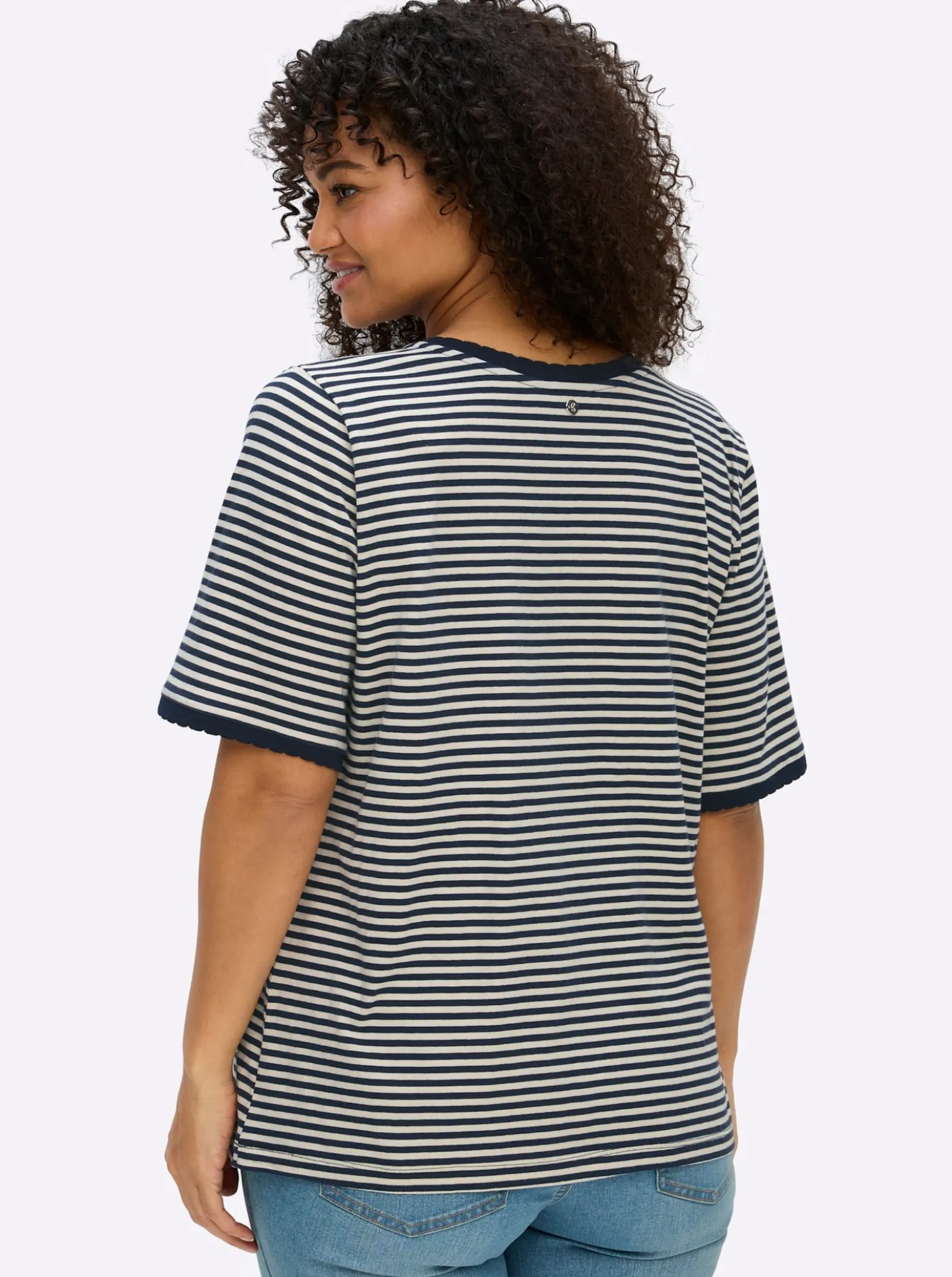 Ringelshirt mit Ajour-Strickband