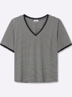 Ringelshirt mit Ajour-Strickband