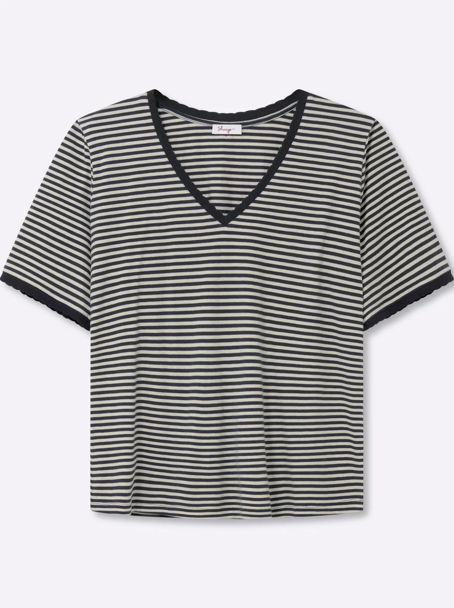 Ringelshirt mit Ajour-Strickband