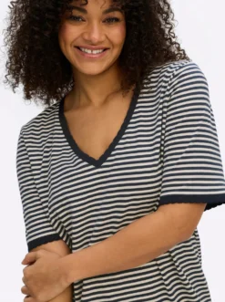 Ringelshirt mit Ajour-Strickband