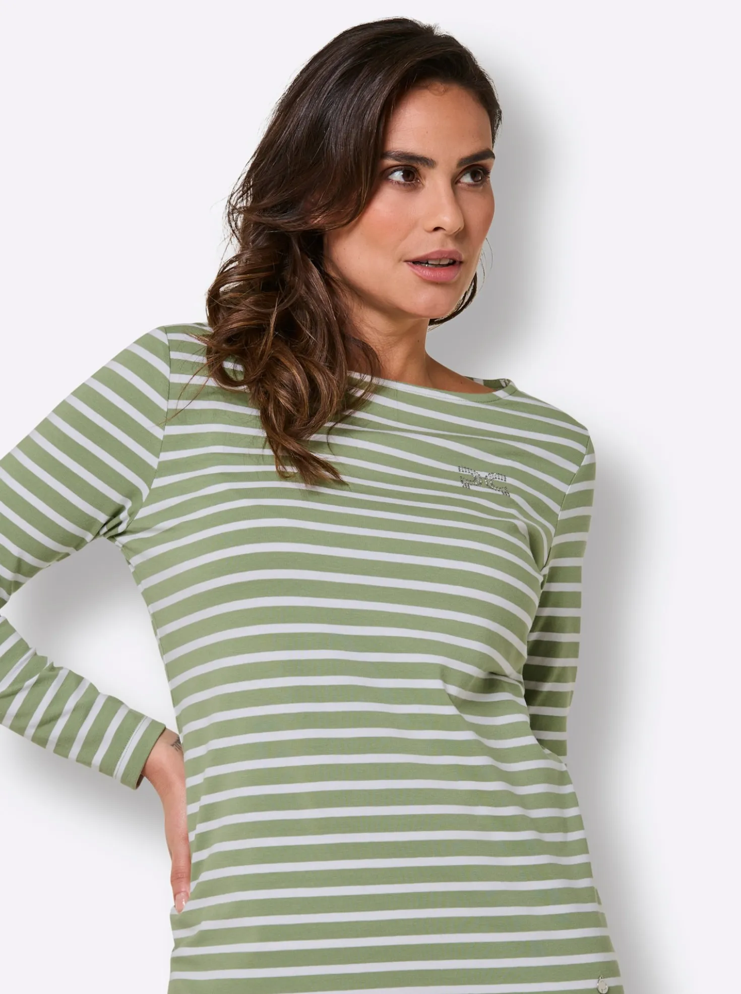 Ringelshirt mit Strass-Steinchen