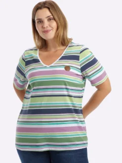 Ringelshirt mit streckendem V-Ausschnitt