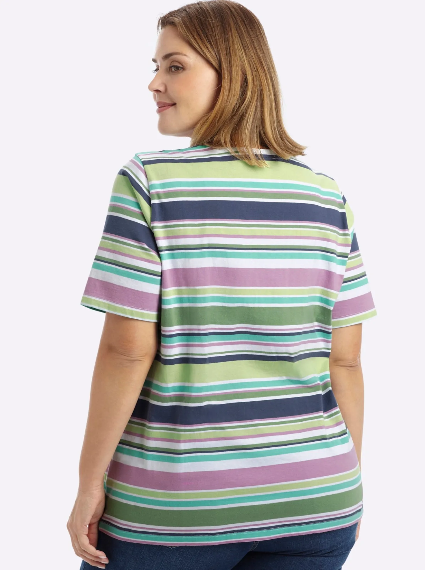 Ringelshirt mit streckendem V-Ausschnitt
