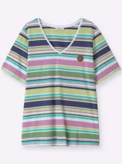 Ringelshirt mit streckendem V-Ausschnitt