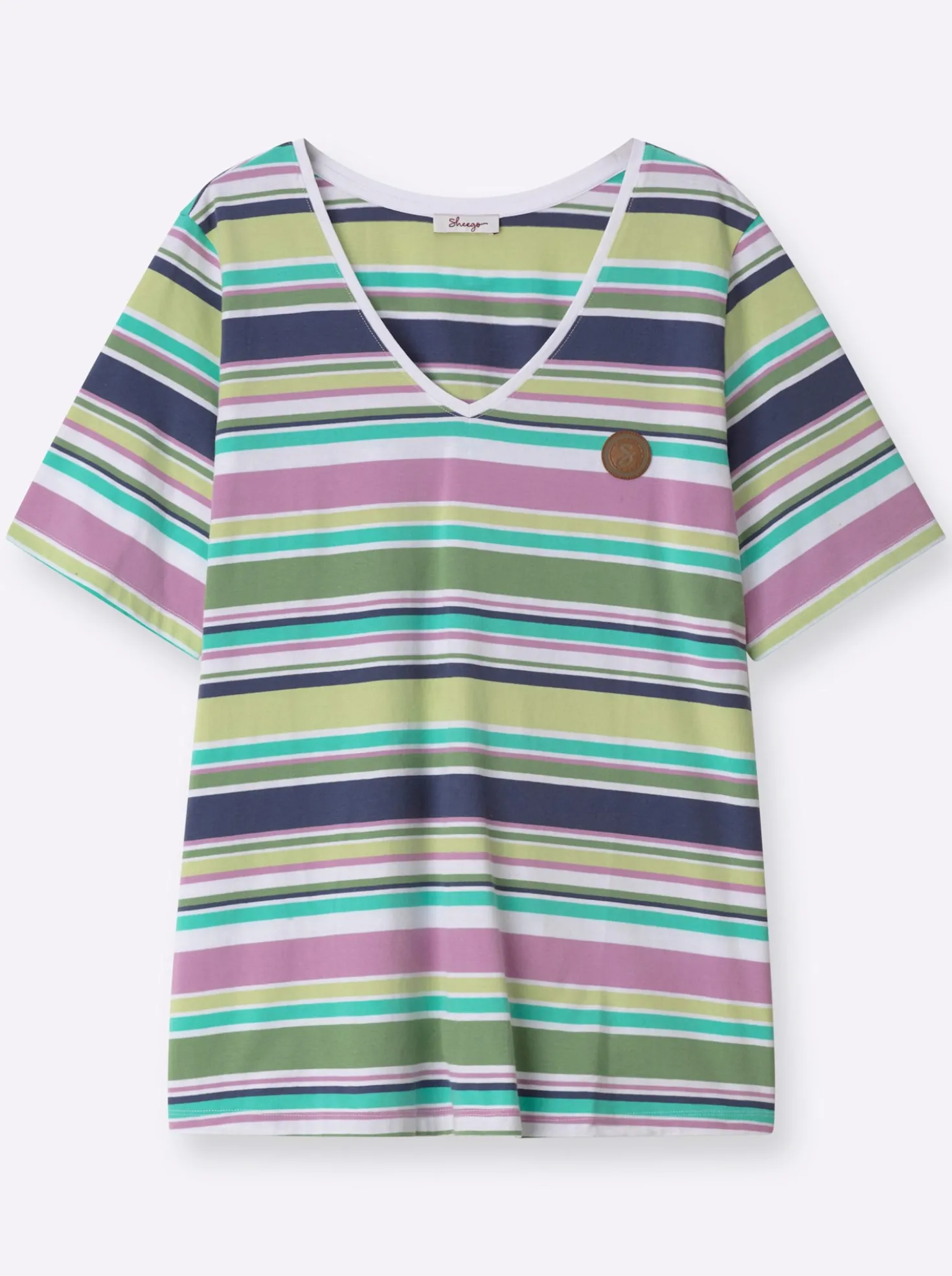 Ringelshirt mit streckendem V-Ausschnitt