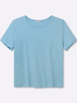 Rippshirt mit Overlocknaht am Ärmel
