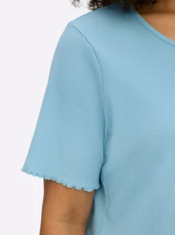 Rippshirt mit Overlocknaht am Ärmel
