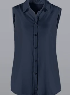 Ärmellose Bluse mit Hemdkragen