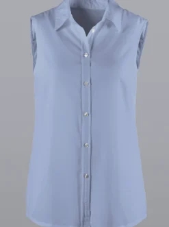 Ärmellose Bluse mit Hemdkragen