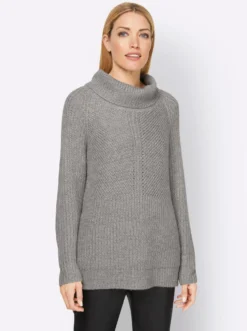 Rollkragenpullover mit aufwendigem Strickmuster