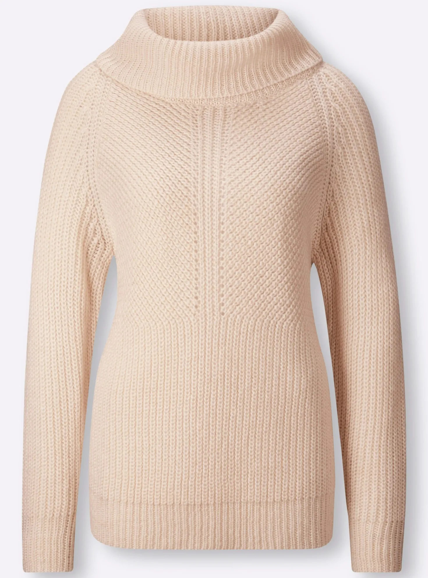 Rollkragenpullover mit aufwendigem Strickmuster