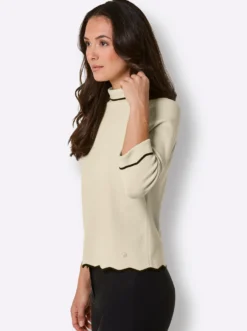 Rollkragenpullover mit gewellte Abschlüssen