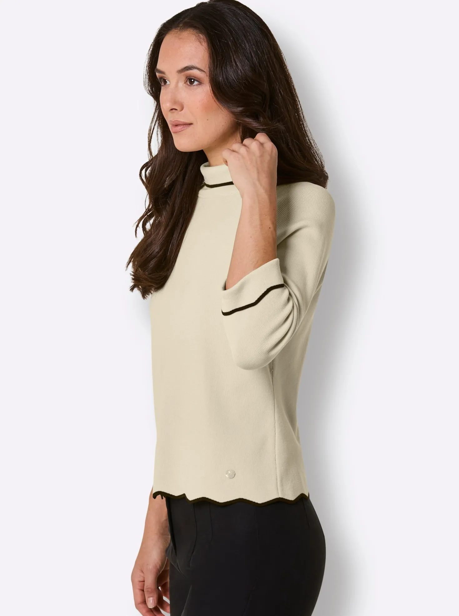 Rollkragenpullover mit gewellte Abschlüssen