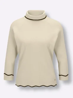 Rollkragenpullover mit gewellte Abschlüssen