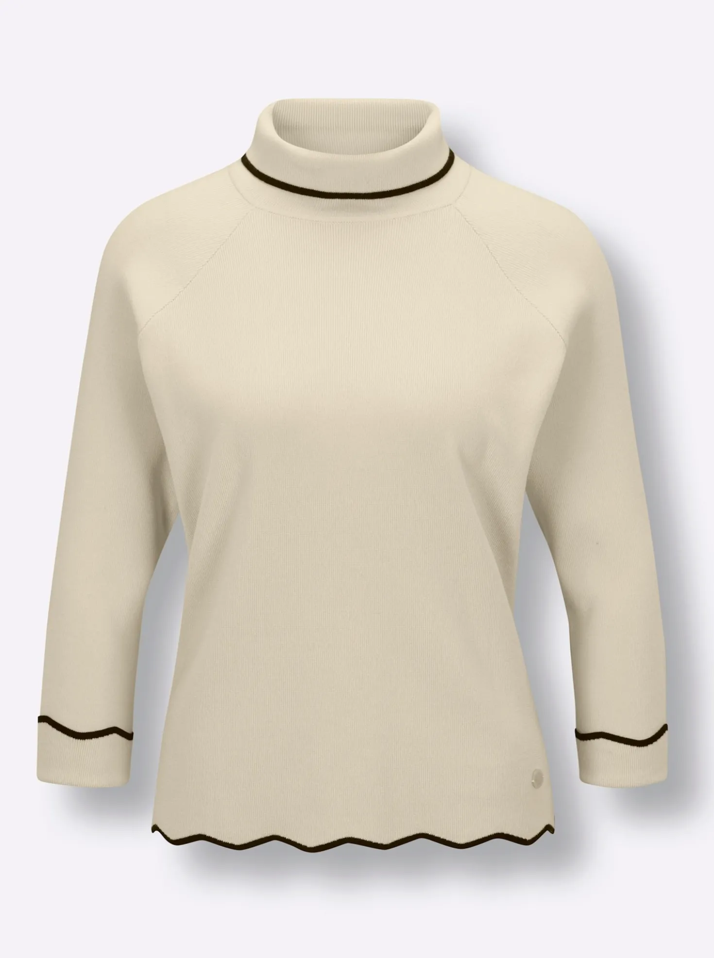 Rollkragenpullover mit gewellte Abschlüssen