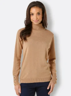 Rollkragenpullover mit hohen Rippbünchen
