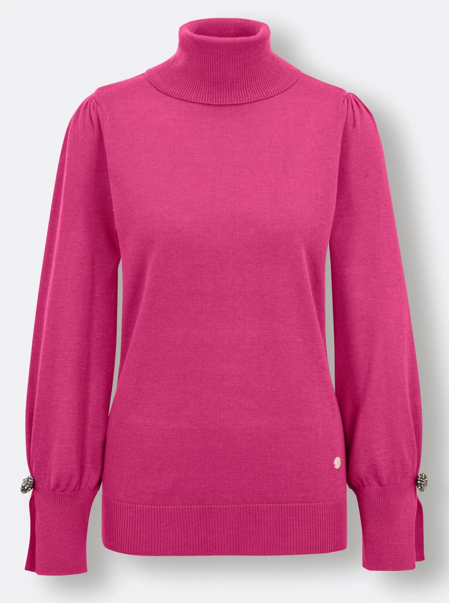 Rollkragenpullover mit Schmuckknopf am Ärmel
