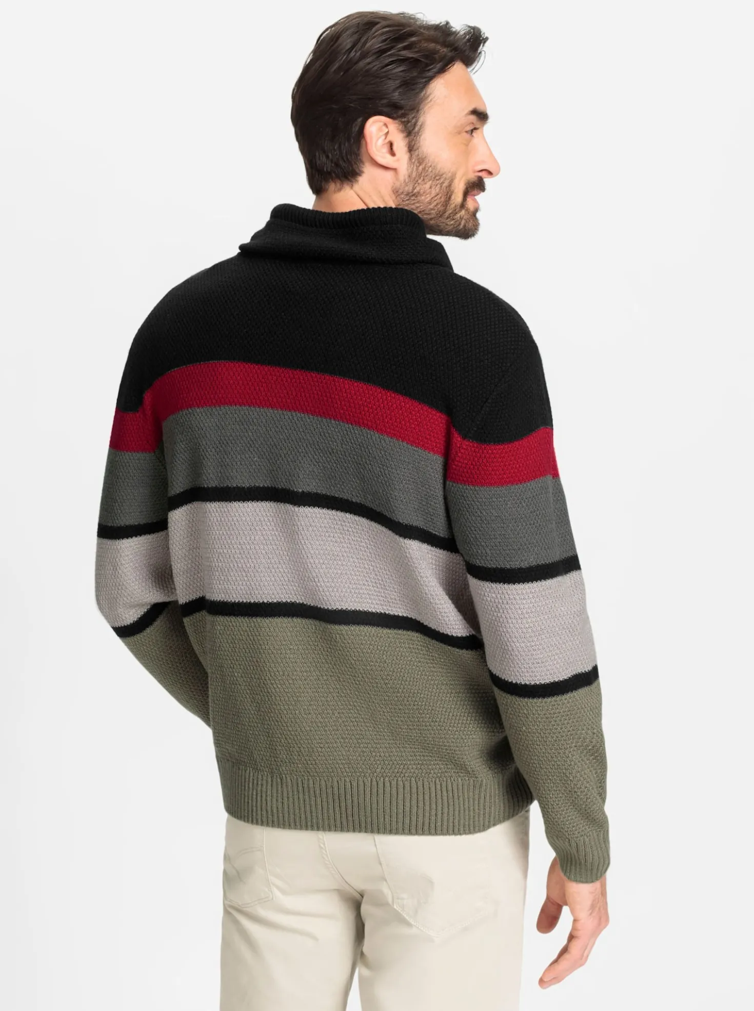 Rollkragenpullover mit Streifen-Muster