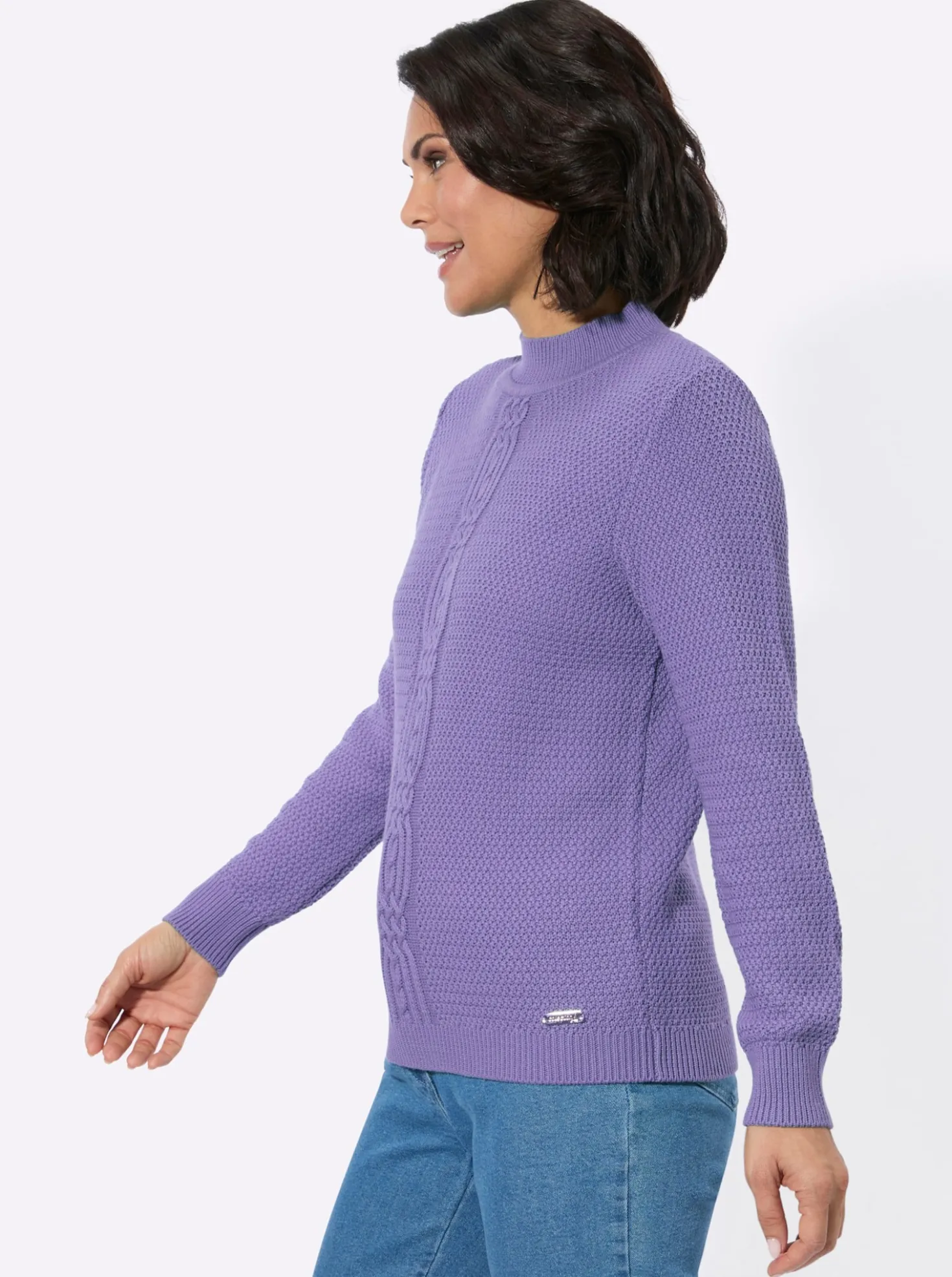 Rollkragenpullover mit Strickmuster vorne