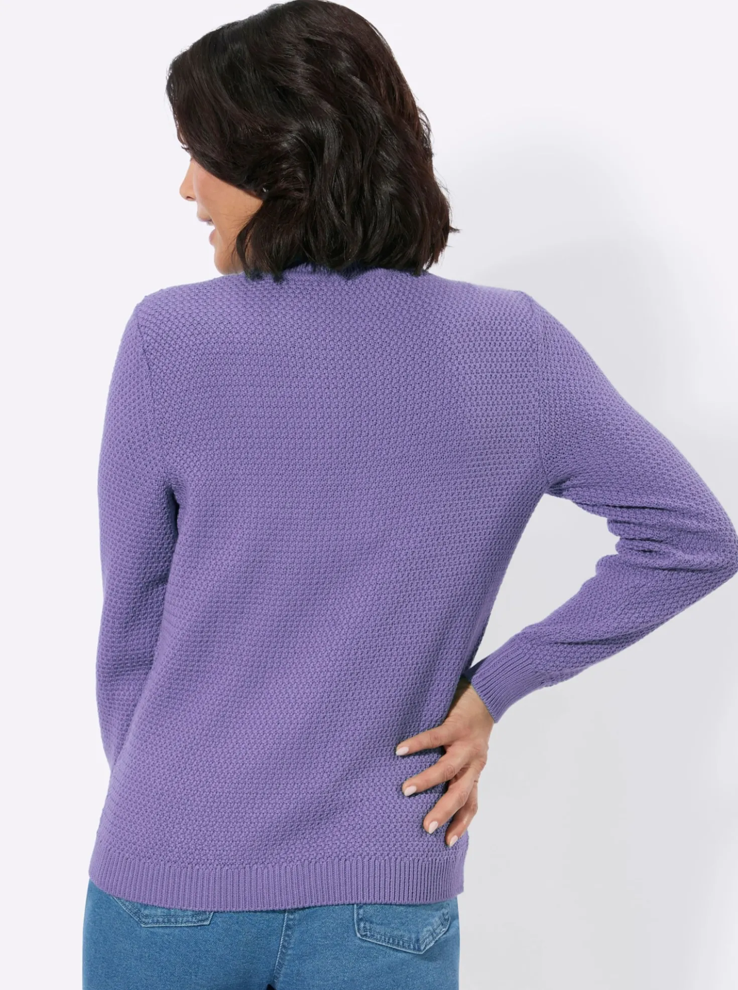 Rollkragenpullover mit Strickmuster vorne