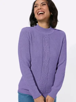 Rollkragenpullover mit Strickmuster vorne
