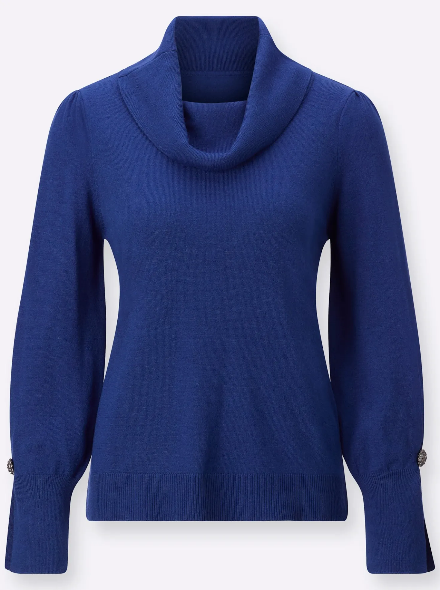 Rollkragenpullover mit Zierknopf am Ärmel