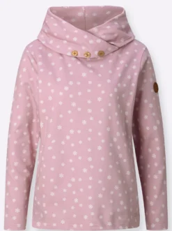 Rollkragenshirt mit Schneeflocken bedruckt