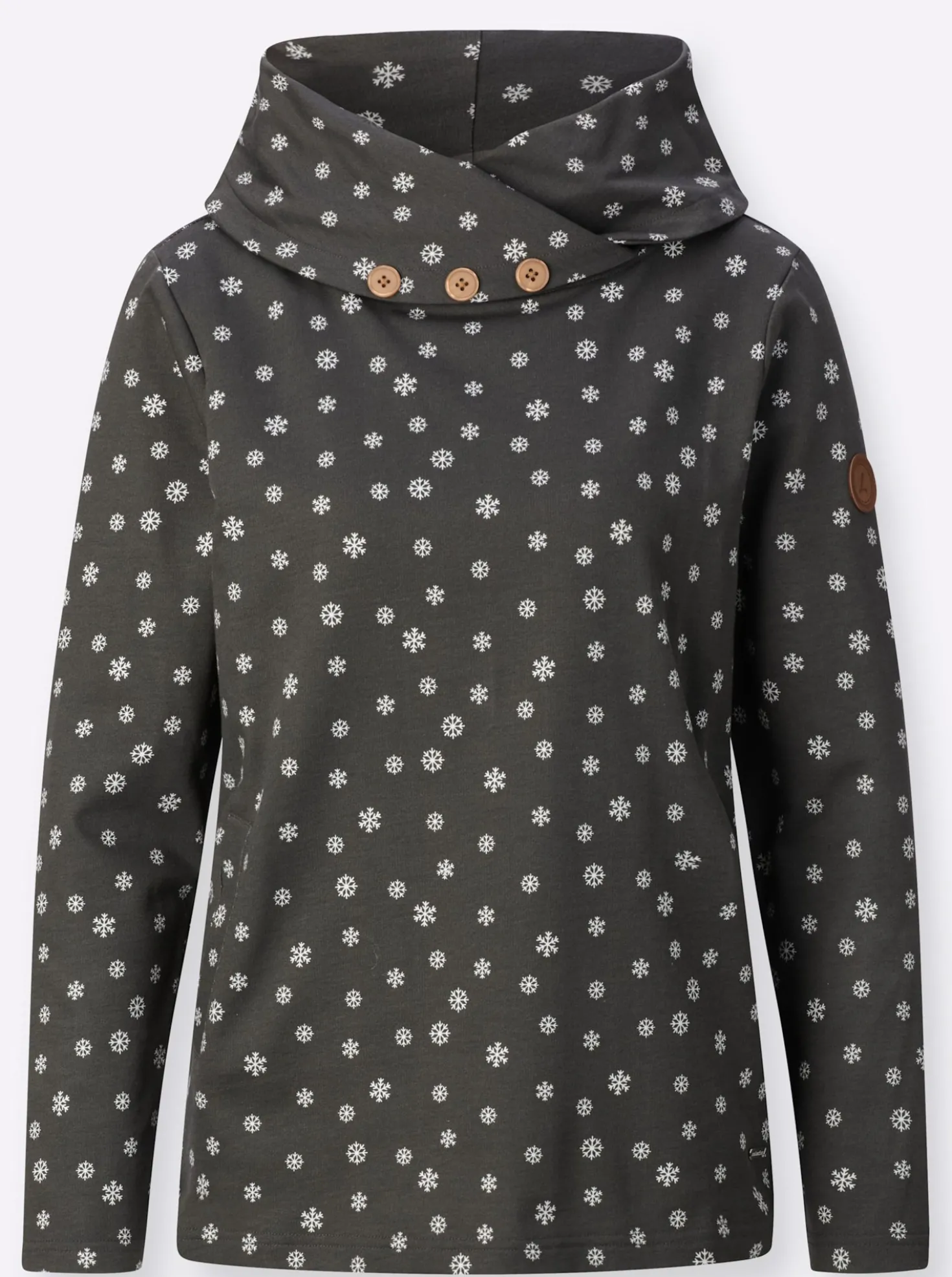 Rollkragenshirt mit Schneeflocken bedruckt