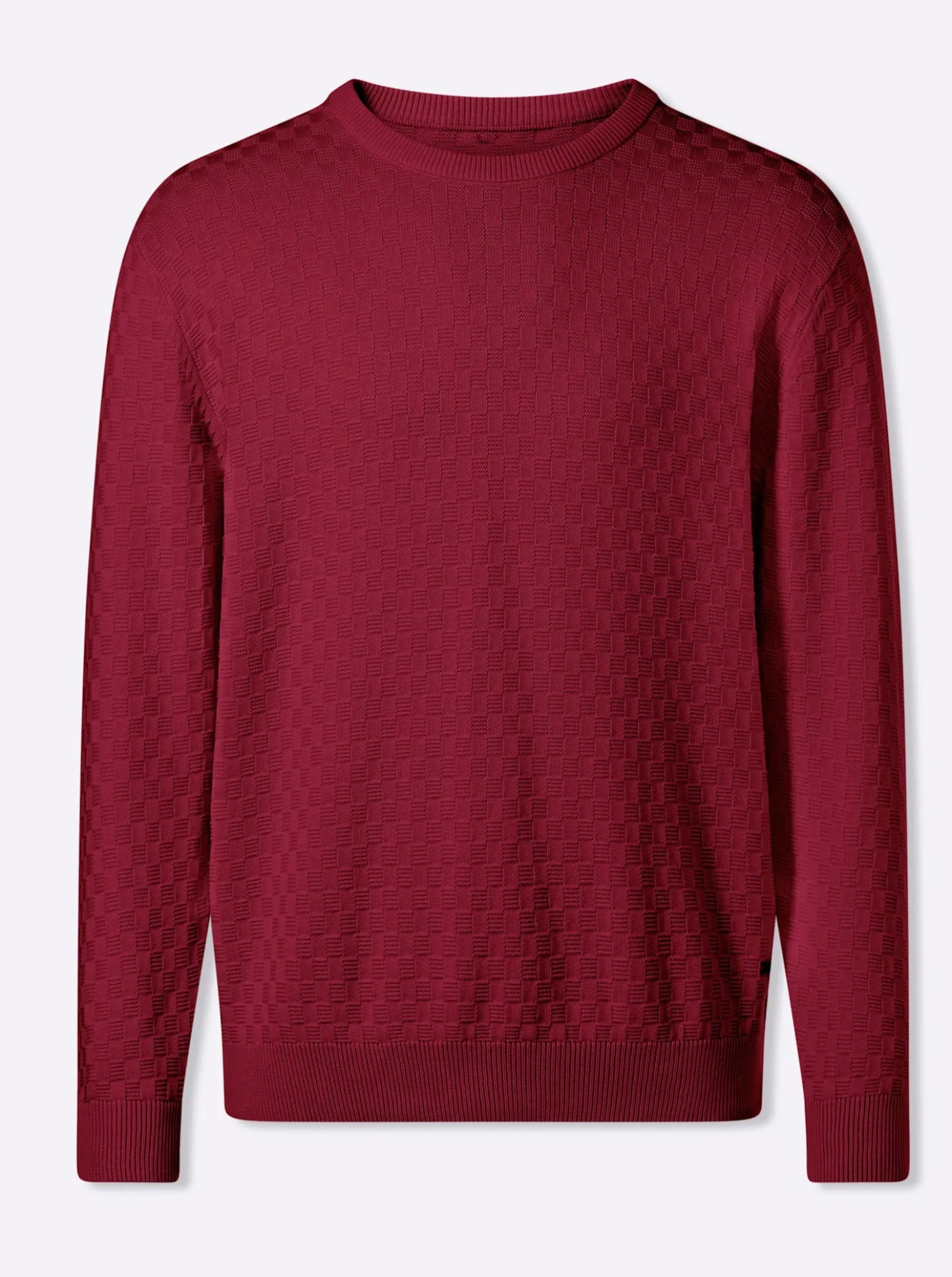 Rundhalspullover im Schachbrett-Muster rundum
