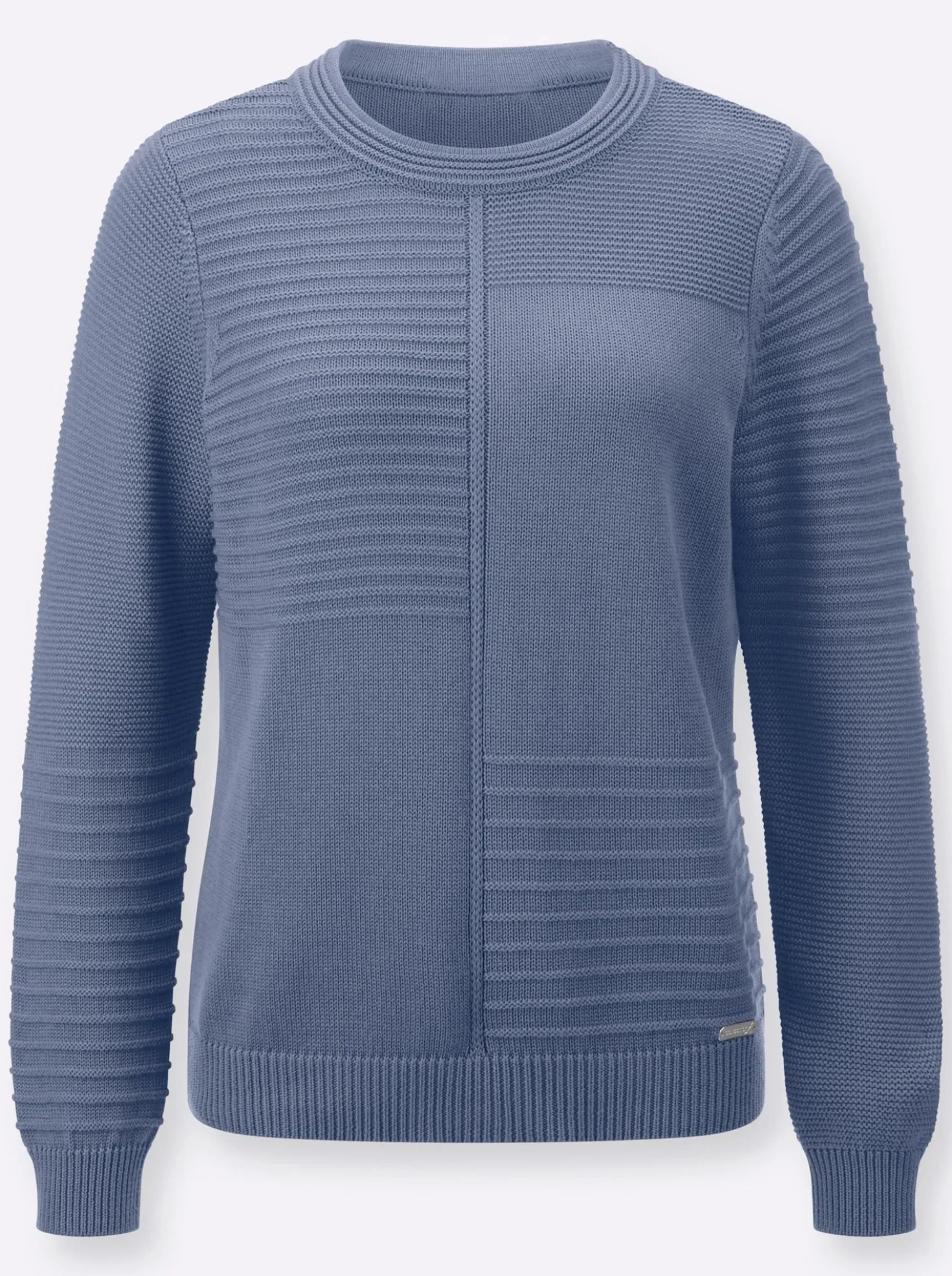 Rundhalspullover im Strickmuster-Mix