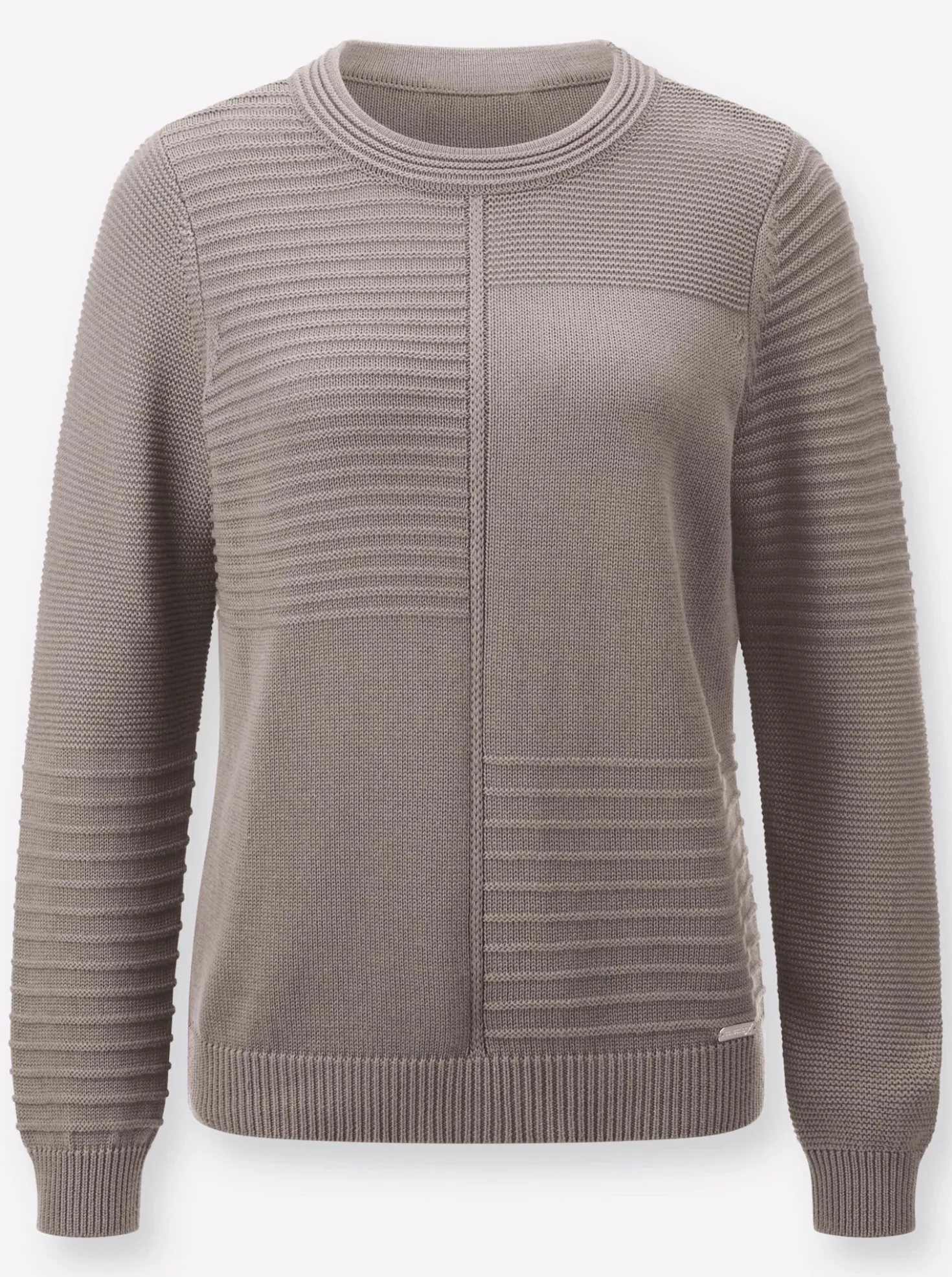 Rundhalspullover im Strickmuster-Mix