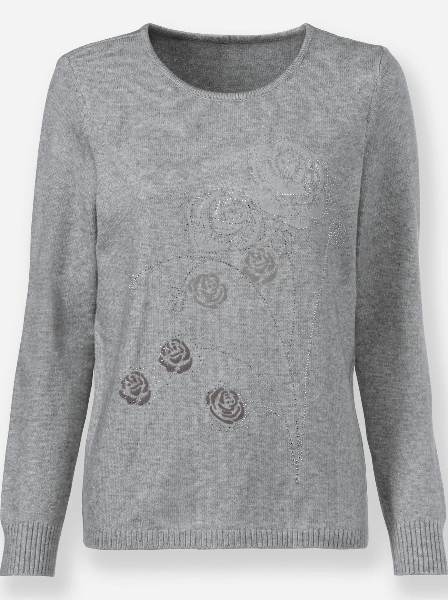 Rundhalspullover mit Flockprint