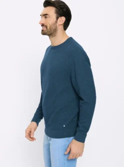Rundhalspullover mit Linksstrick-Muster