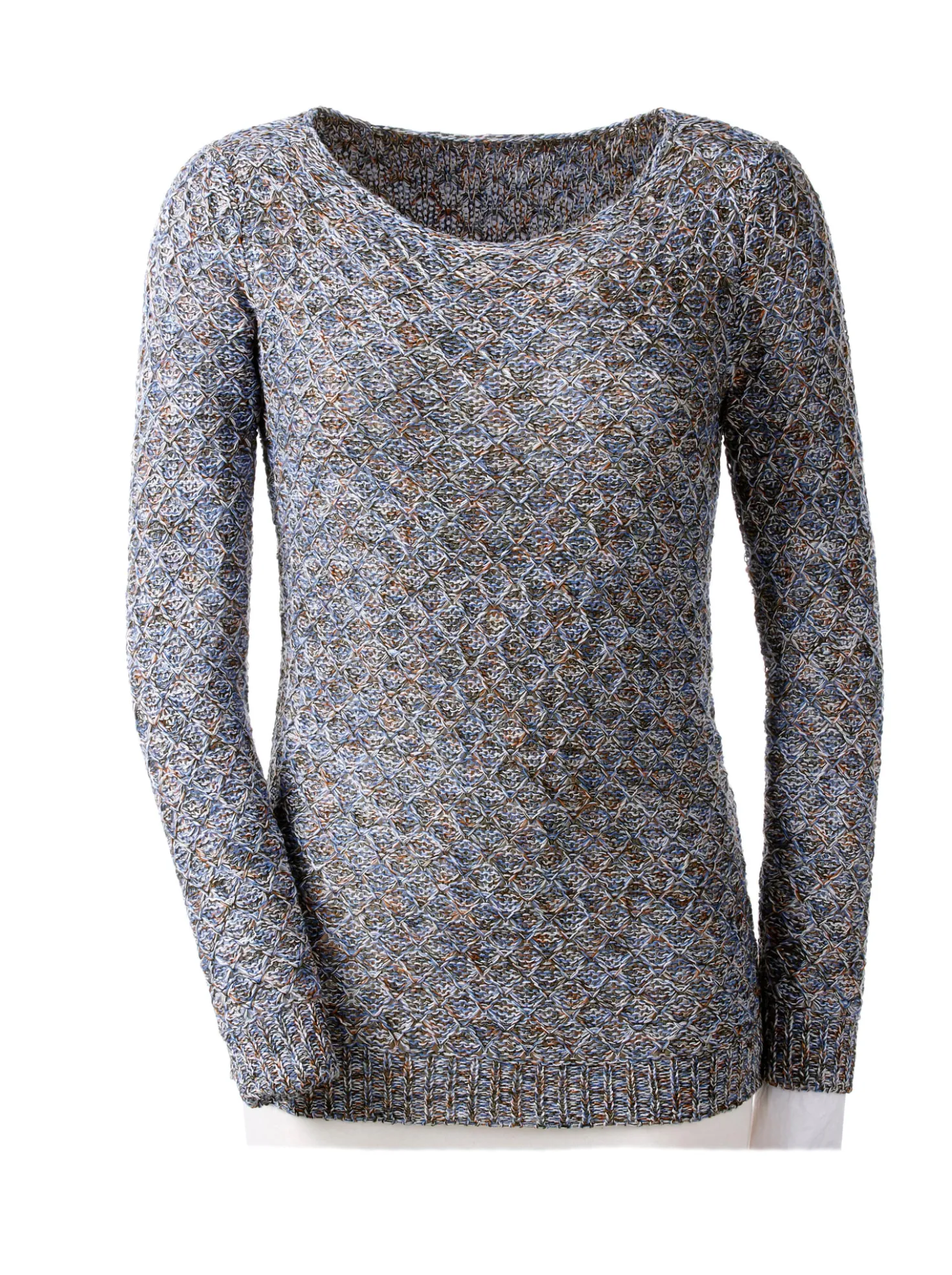 Rundhalspullover mit Multicolor-Garn