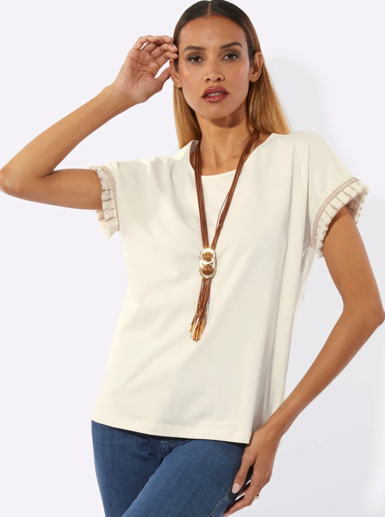 Rundhalsshirt im Baumwoll-Stretch