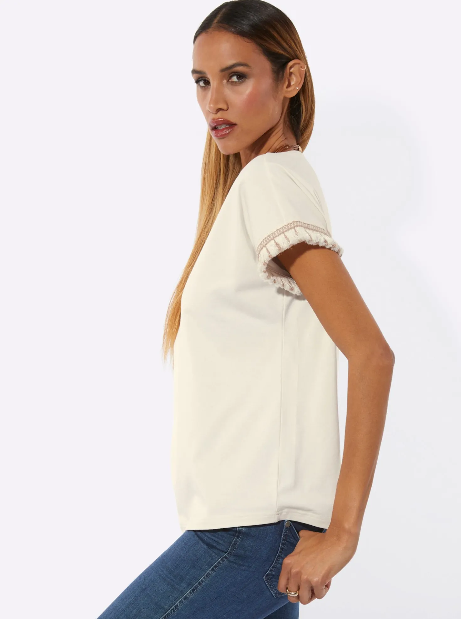 Rundhalsshirt im Baumwoll-Stretch