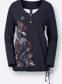 Rundhalsshirt im 2-in-1-Look