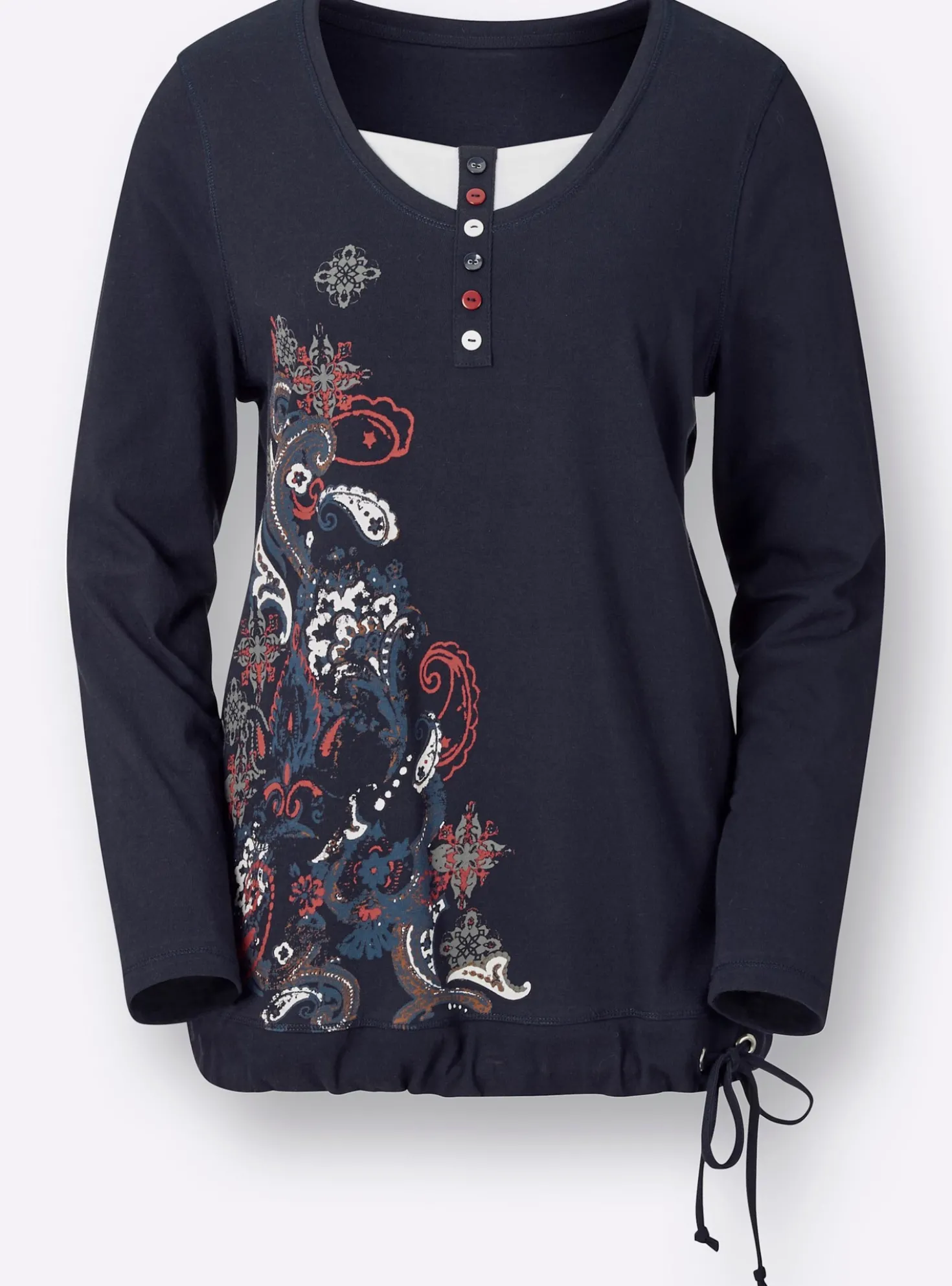 Rundhalsshirt im 2-in-1-Look