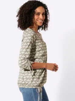 Rundhalsshirt im weichen Material-Mix