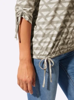 Rundhalsshirt im weichen Material-Mix