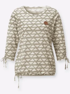 Rundhalsshirt im weichen Material-Mix
