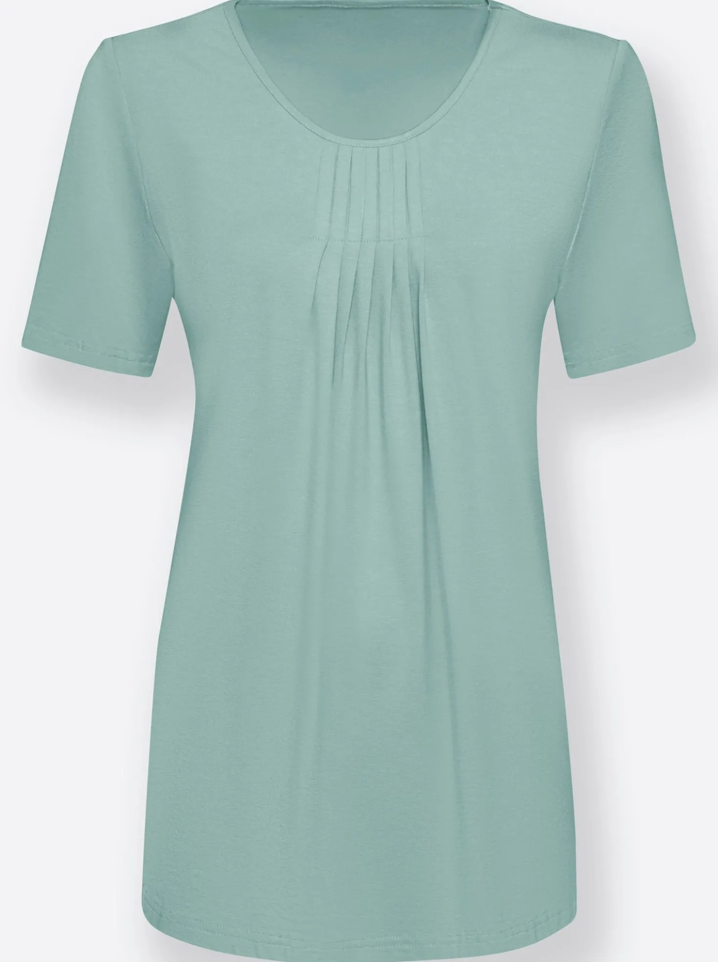 Rundhalsshirt in A-Form mit Falten