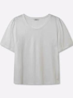 Rundhalsshirt in Flammgarn-Struktur