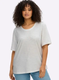 Rundhalsshirt in Flammgarn-Struktur