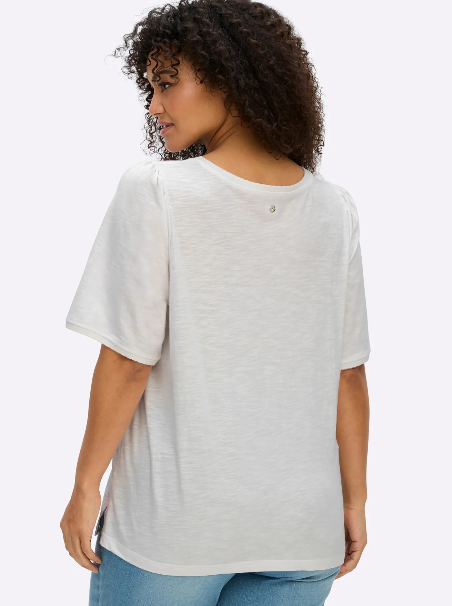 Rundhalsshirt in Flammgarn-Struktur