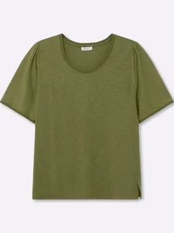 Rundhalsshirt in Flammgarn-Struktur