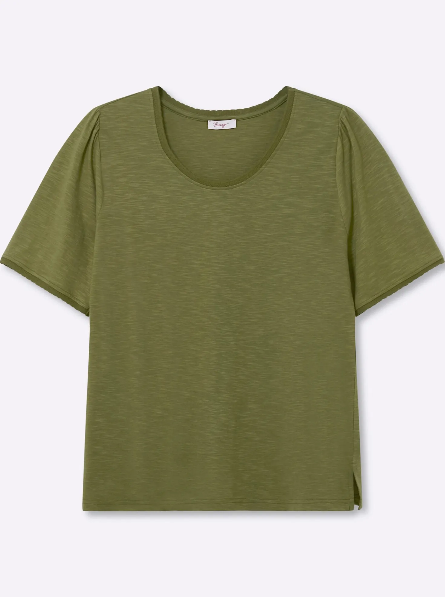 Rundhalsshirt in Flammgarn-Struktur