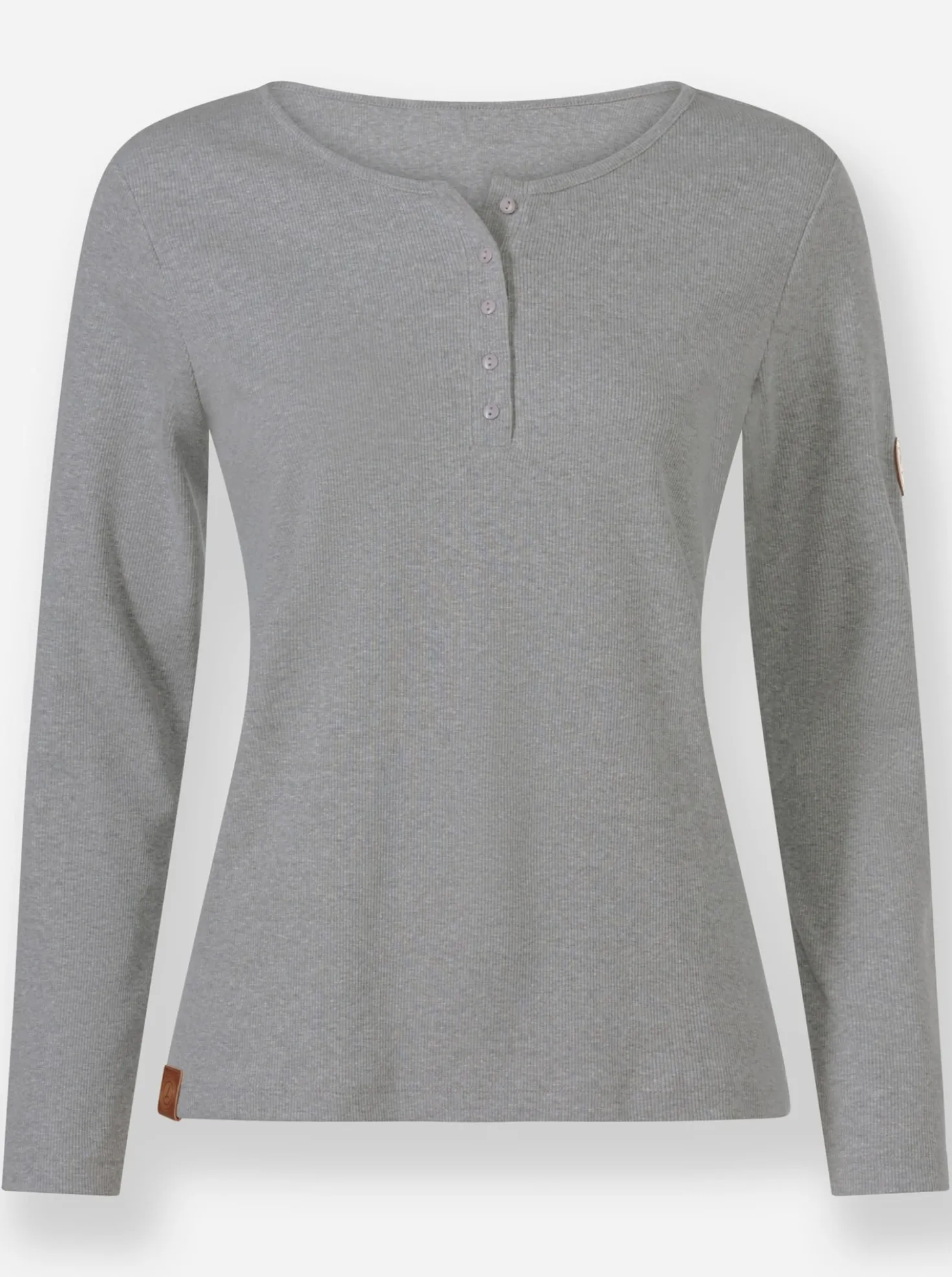 Rundhalsshirt in gerippter Baumwoll-Qualität
