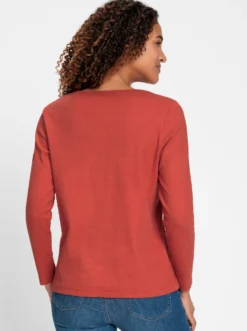 Rundhalsshirt in gerippter Baumwoll-Qualität