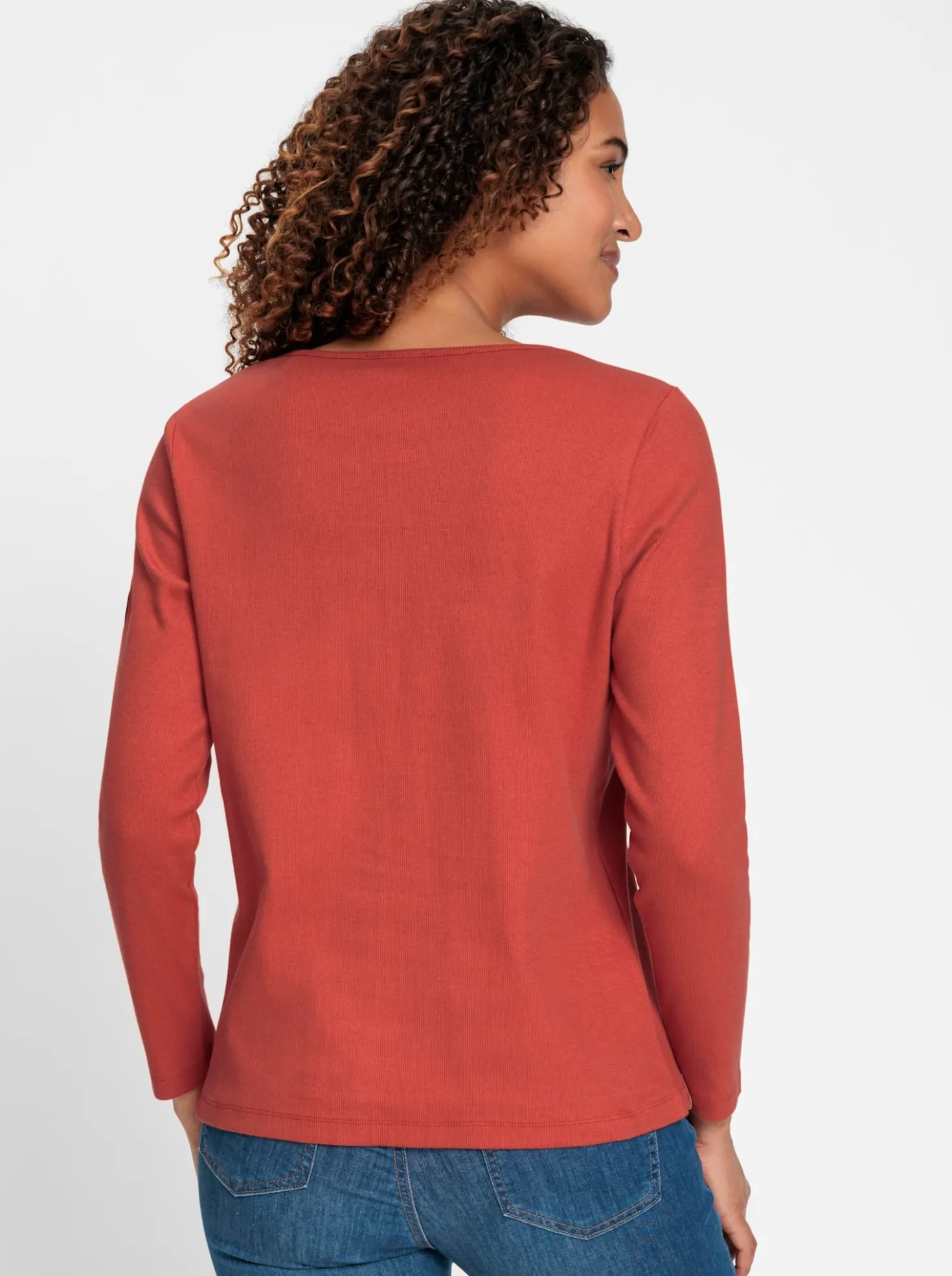 Rundhalsshirt in gerippter Baumwoll-Qualität